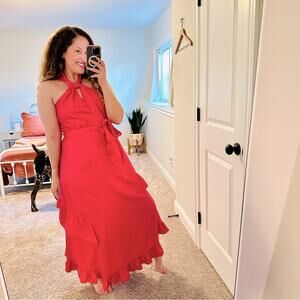 Derek Lam 10 Crosby Pink Halter Satin Maxi Dress 12